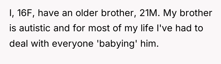 I, 16F, have an older brother, 21M. My brother is...