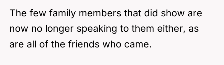 The few family members that did show are now no...