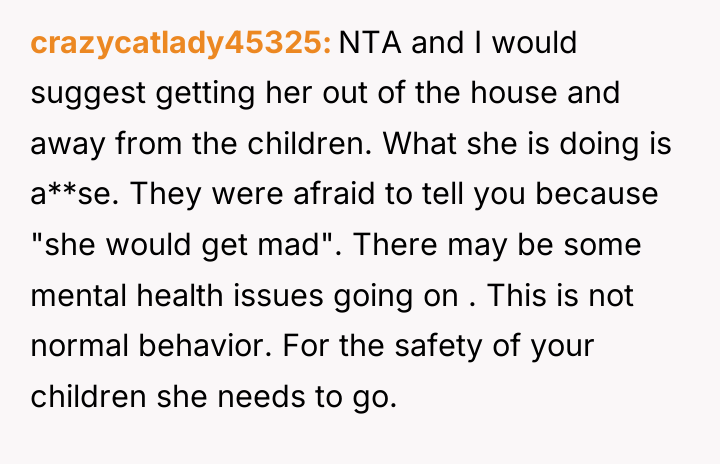 crazycatlady45325 NTA and I would suggest getting her out of...