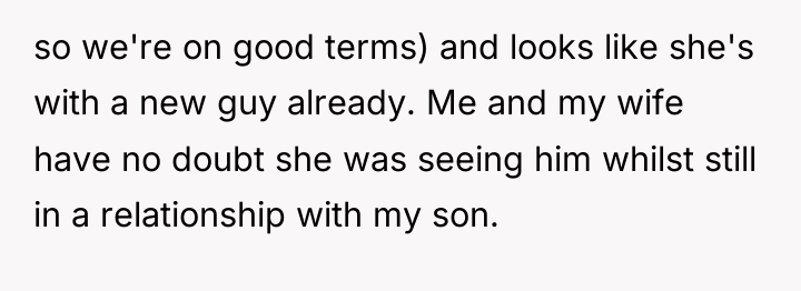 so we're on good terms) and looks like she's with...