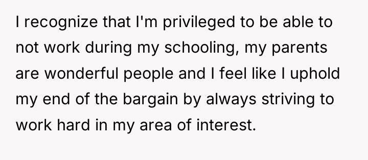 I recognize that I'm privileged to be able to not...