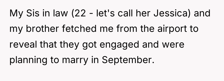 My Sis in law (22 - let's call her Jessica)...