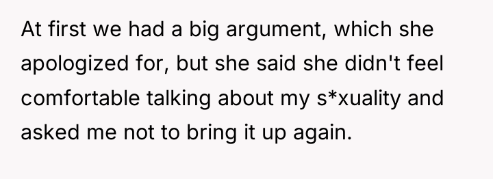 At first we had a big argument, which she apologized...