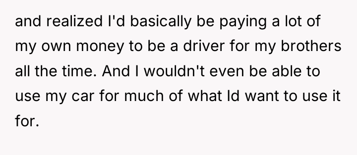 and realized I'd basically be paying a lot of my...