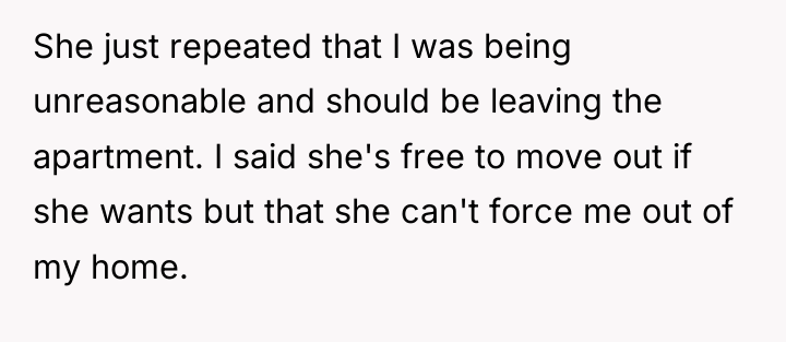 She just repeated that I was being unreasonable and should...