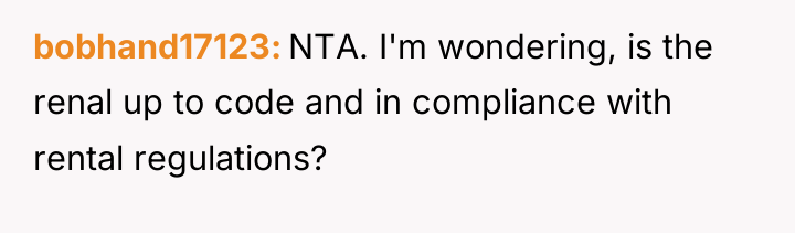 bobhand17123 NTA. I'm wondering, is the renal up to code...
