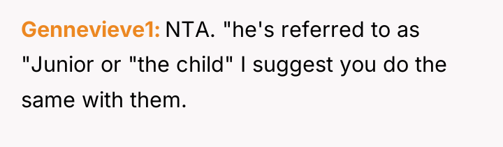 Gennevieve1 NTA. "he's referred to as "Junior or "the child"...