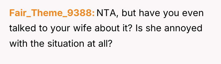 Fair_Theme_9388 NTA, but have you even talked to your wife...
