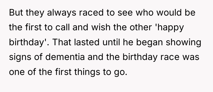 But they always raced to see who would be the...
