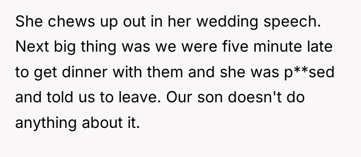 She chews up out in her wedding speech. Next big...