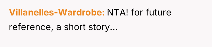 Villanelles-Wardrobe NTA! for future reference, a short story...