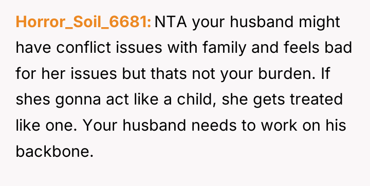 Horror_Soil_6681 NTA your husband might have conflict issues with family...