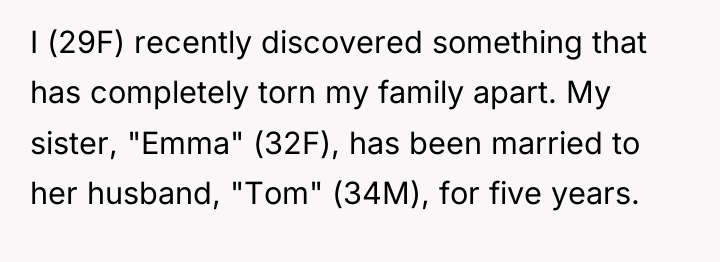 I (29F) recently discovered something that has completely torn my...