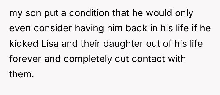 my son put a condition that he would only even...