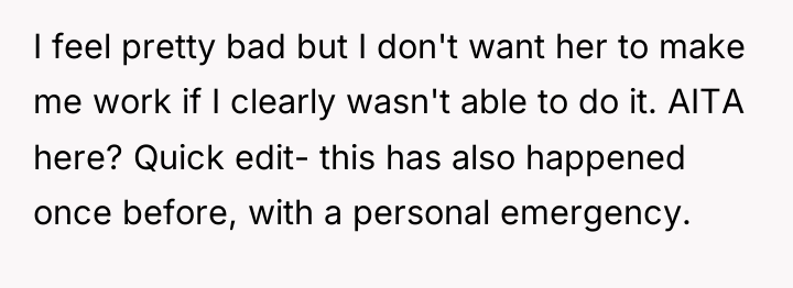 I feel pretty bad but I don't want her to...