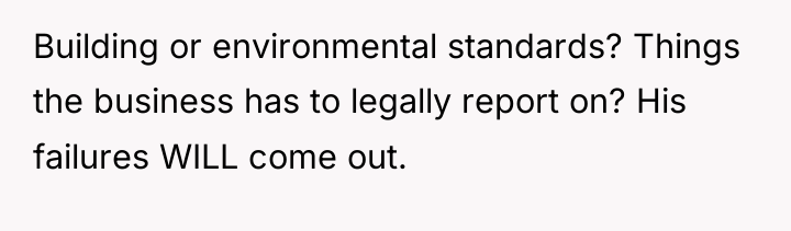 Building or environmental standards? Things the business has to legally...