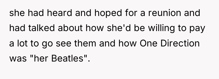 she had heard and hoped for a reunion and had...