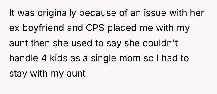 It was originally because of an issue with her ex...
