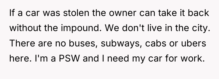 If a car was stolen the owner can take it...