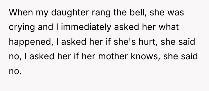 When my daughter rang the bell, she was crying and...