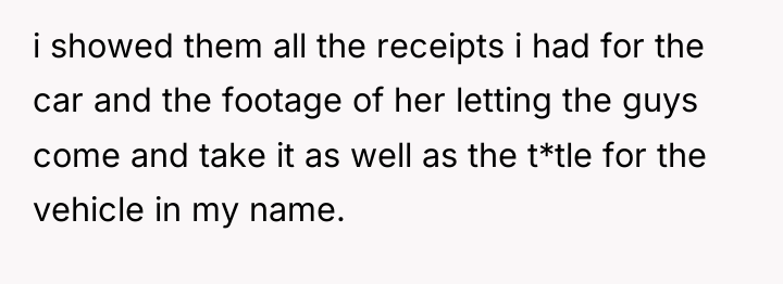 i showed them all the receipts i had for the...