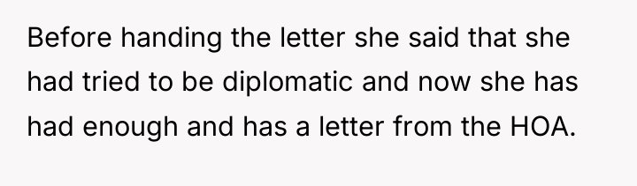 Before handing the letter she said that she had tried...