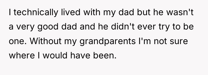 I technically lived with my dad but he wasn't a...