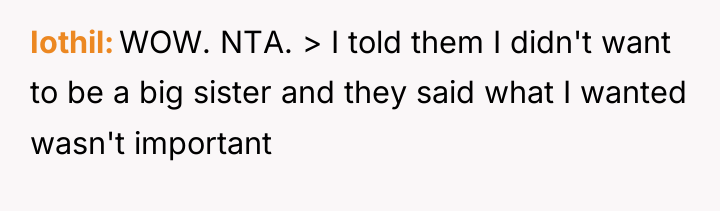 Iothil WOW. NTA. > I told them I didn't want...