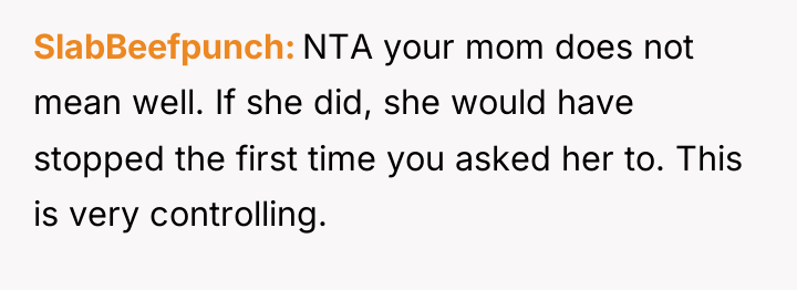 SlabBeefpunch NTA your mom does not mean well. If she...