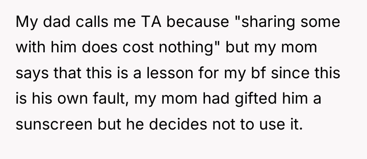 My dad calls me TA because "sharing some with him...