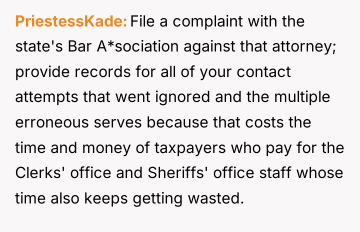 PriestessKade File a complaint with the state's Bar A*sociation against...