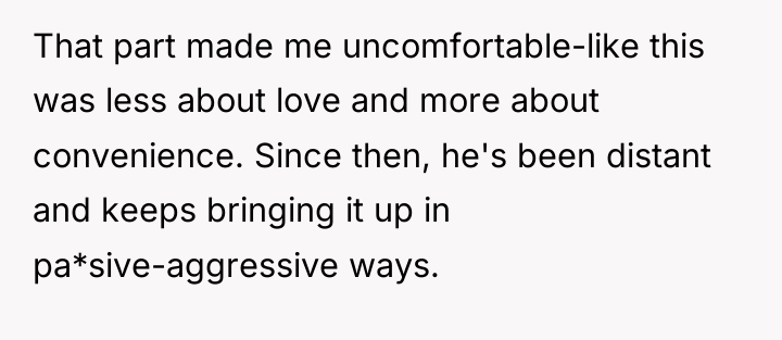 That part made me uncomfortable-like this was less about love...