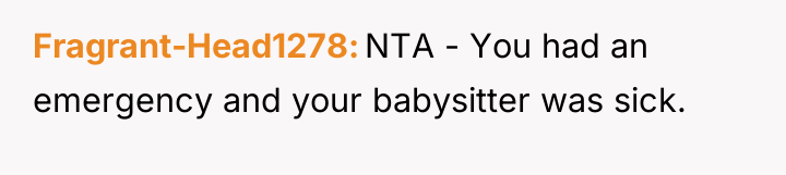 Fragrant-Head1278 NTA - You had an emergency and your babysitter...