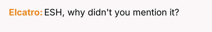 Elcatro ESH, why didn't you mention it?