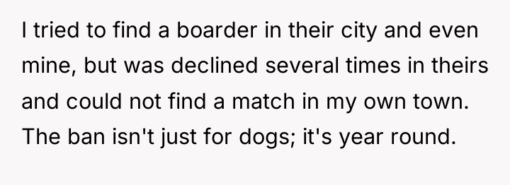I tried to find a boarder in their city and...