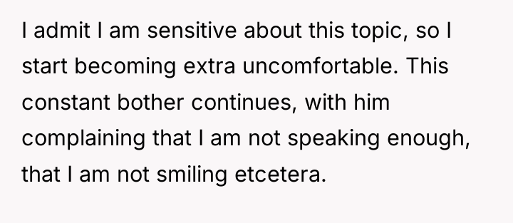 I admit I am sensitive about this topic, so I...