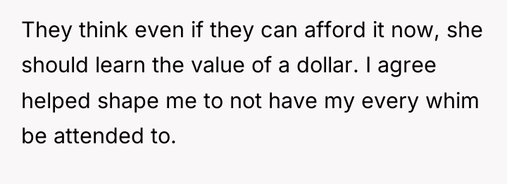 They think even if they can afford it now, she...