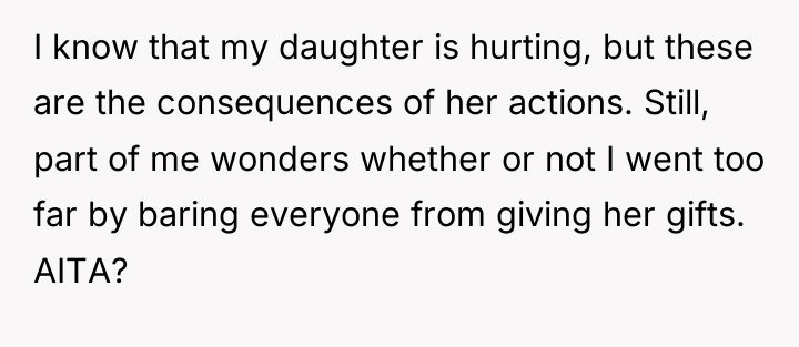 I know that my daughter is hurting, but these are...