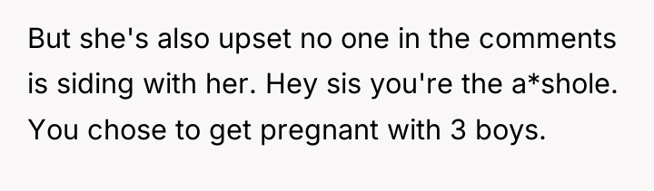 But she's also upset no one in the comments is...