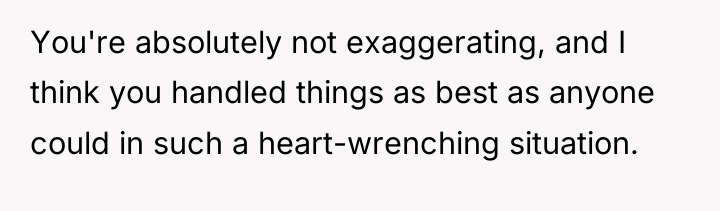 You're absolutely not exaggerating, and I think you handled things...