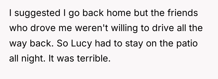 I suggested I go back home but the friends who...