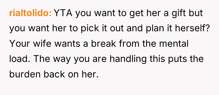 rialtolido YTA you want to get her a gift but...