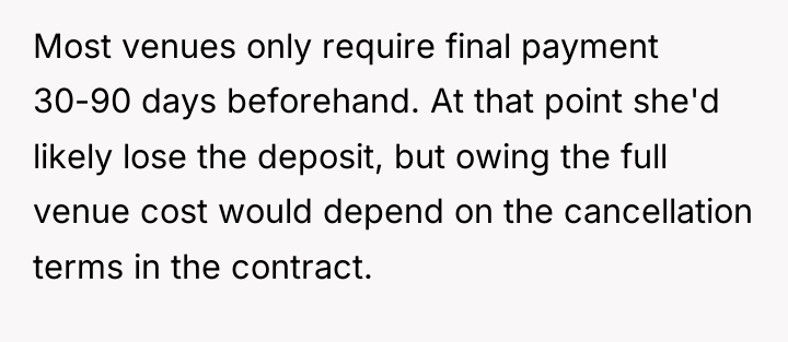 Most venues only require final payment 30-90 days beforehand. At...