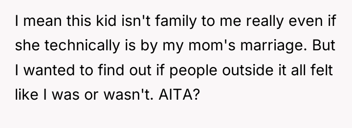 I mean this kid isn't family to me really even...