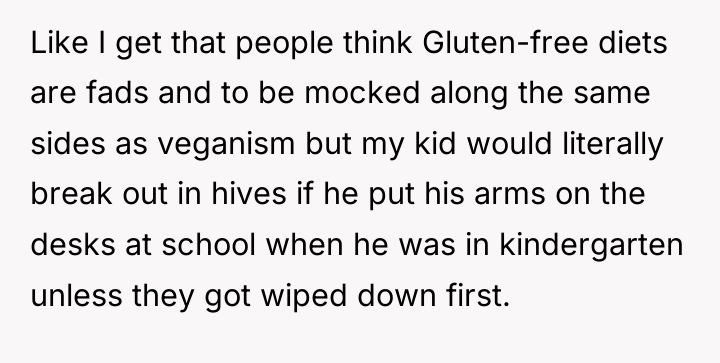 Like I get that people think Gluten-free diets are fads...