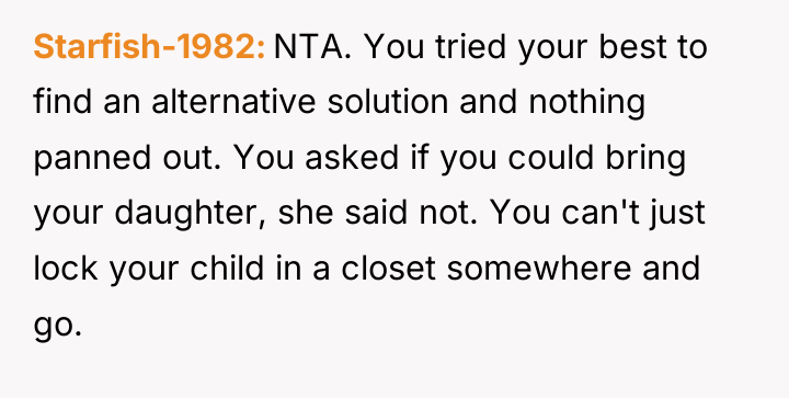 Starfish-1982 NTA. You tried your best to find an alternative...