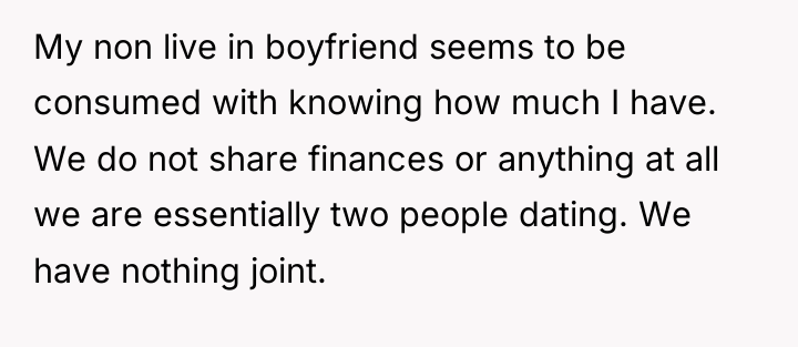 My non live in boyfriend seems to be consumed with...
