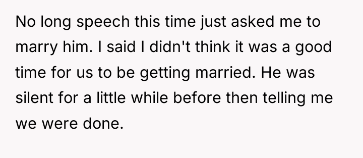 No long speech this time just asked me to marry...