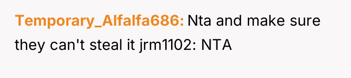 Temporary_Alfalfa686 Nta and make sure they can't steal it jrm1102:...