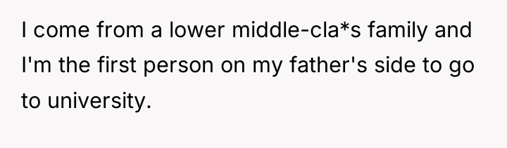 I come from a lower middle-cla*s family and I'm the...